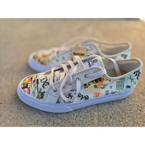 Nwt DC Shoes Mens 11.5 Manual TX SE Skulls Roses White Skate Sneakers ADYS300678